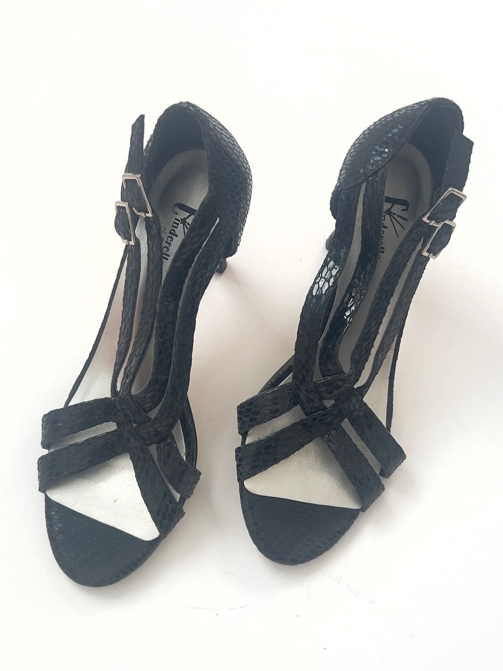 Cinderella of Boston 2.75-in Black Textured Strappy Heels Size 3M